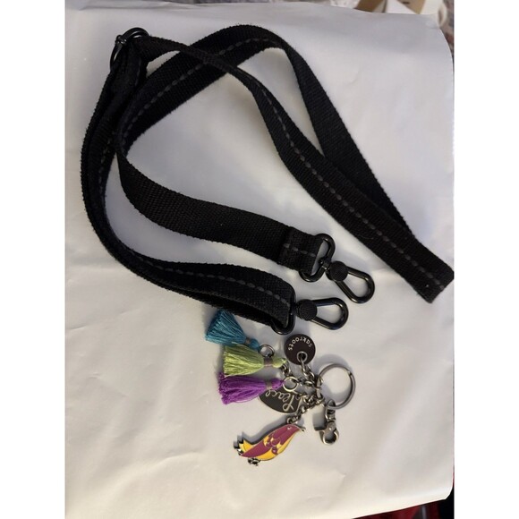 The Sak Sakroots Handbag Yellow/Purp Bird Peace Key Chain Ring Bag Charm Enamel* - Picture 4 of 6